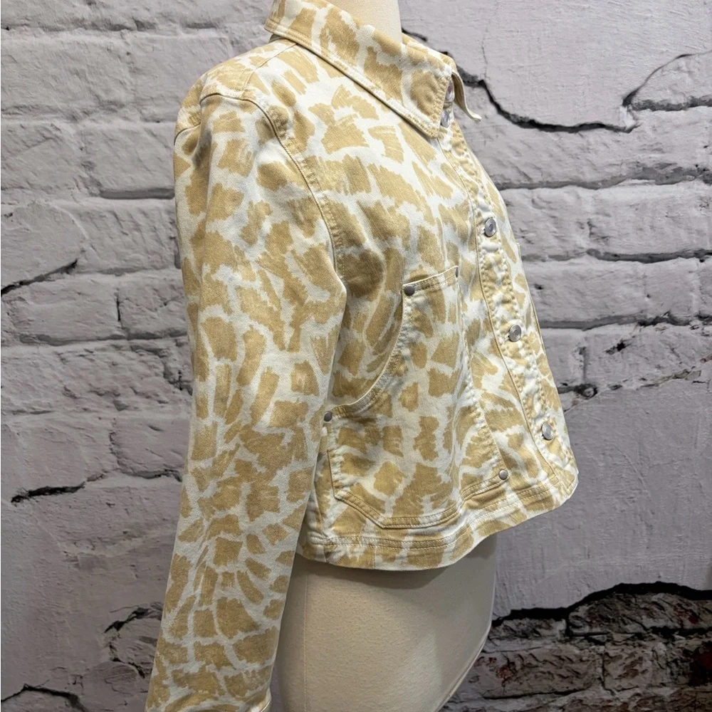 Anthropologie Maeve Animal Print Gardner Denim Cropped Jacket‎ Beige Neutral - Picture 6 of 10